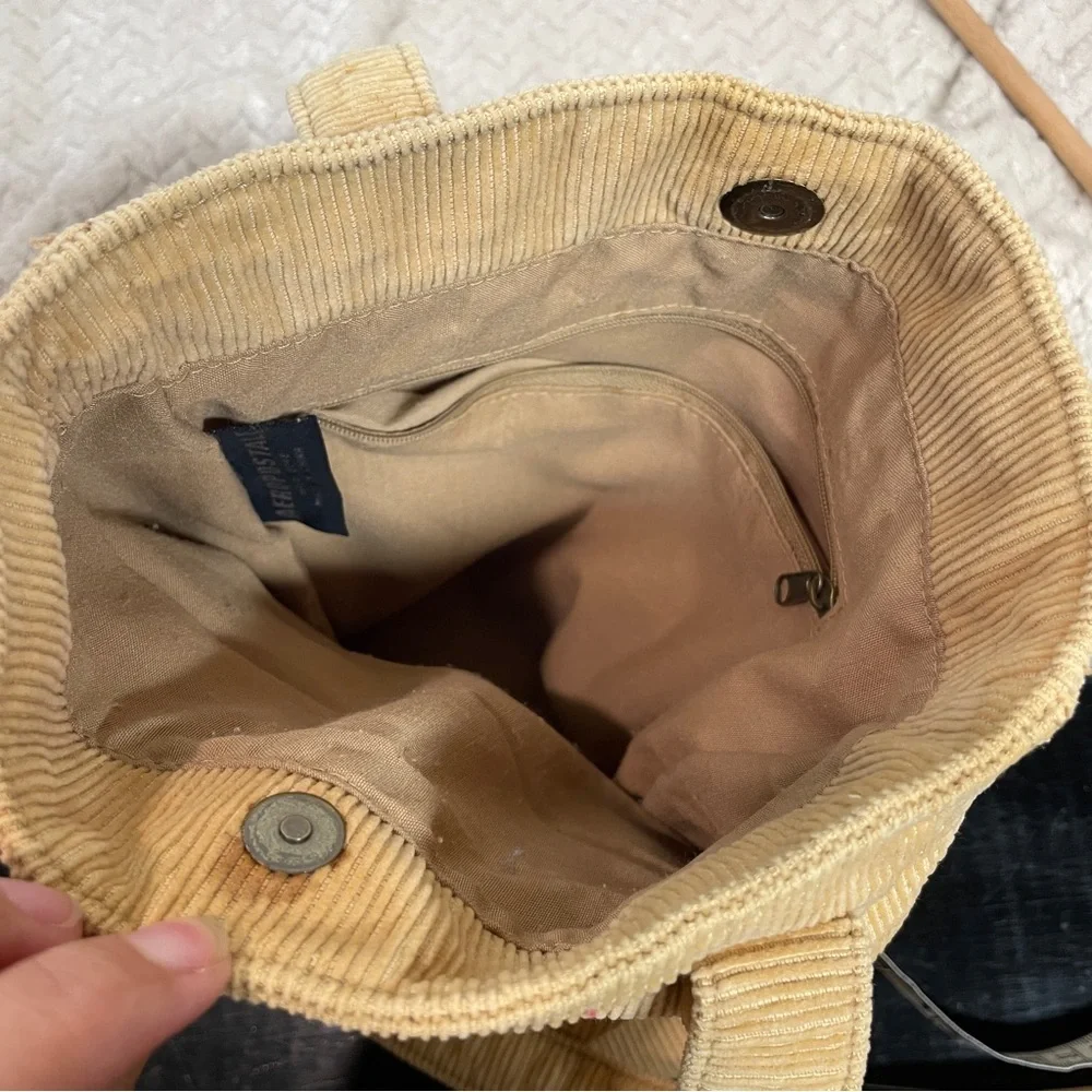 Vintage Y2K‎ Aeropostale Tan Corduroy Small Shoulder Tote Bag - Picture 7 of 9